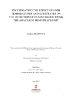 Investigating the effect of high temperatures and substrates on the detection of human blood using the ABAcard® Hematrace® kit