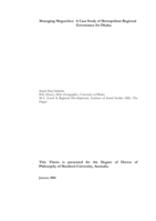 Managing megacities: a case study of metroplitan regional governance for Dhaka