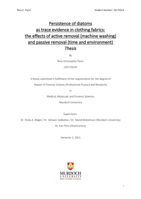 Persistence of diatoms as trace evidence in clothing fabrics: The effects of active removal (machine washing) and passive removal (time and environment)