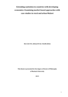 Extending sanitation in countries with developing economies: Examining market-­based approaches with case studies in rural and urban Malawi