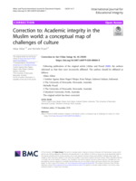 Correction to: Academic integrity in the Muslim world: a conceptual map of challenges of culture