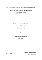 The bio-sociological relationship between Western Australian Aboriginals and their dogs
