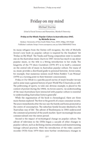 Book review: Friday on Our Minds: Popular Culture in Australia since 1945, by Michelle Arrow (Sydney: University of New South Wales Press, 2009, 288pp, $39.95pb)