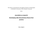 Journalism as research: Developing radio documentary theory from practice