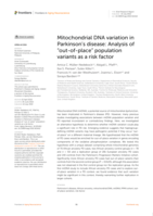 Mitochondrial DNA variation in Parkinson’s disease: Analysis of “out-of-place” population variants as a risk factor