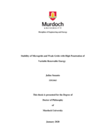 Stability of microgrids and weak grids with high penetration of variable renewable energy