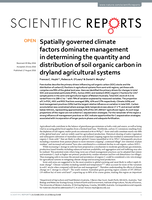 Spatially governed climate factors dominate management in determining the quantity and distribution of soil organic carbon in dryland agricultural systems