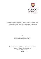 Growth and characterization of silicon nanowires for solar cell applications