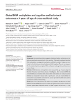 Global DNA methylation and cognitive and behavioral outcomes at 4 years of age: A cross‐sectional study