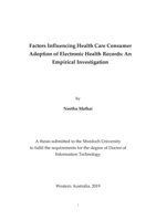 Factors influencing health care consumer adoption of electronic health records: An empirical investigation