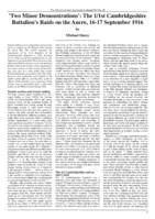 'Two Minor Demonstrations': The 1/1st Cambridgeshire battalion's raids on the Ancre, 16/17th Sept. 1916