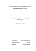 Structural and Mechanical Study of CeO2/TiO2 Mixed Metal Oxide Thin Films