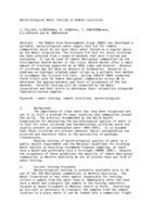 Bacteriological water testing in remote localities