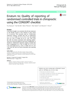 Erratum to: Quality of reporting of randomised controlled trials in chiropractic using the CONSORT checklist