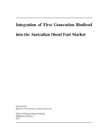 Integration of first generation biodiesel into the Australian diesel fuel market