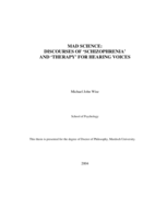 Mad science: discourses of 'schizophrenia'and 'therapy' for hearing voices