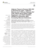 Adipose tissue in persons with HIV is enriched for CD4+ T effector memory and T effector memory RA+ cells, which show higher CD69 expression and CD57, CX3CR1, GPR56 Co-expression With Increasing Glucose Intolerance