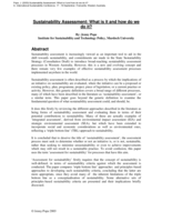 Sustainability Assessment: What is it and how do we do it?