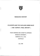 Students and the nuclear arms race (1985 survey, final report)