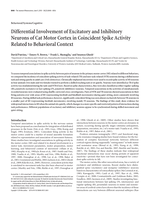 Differential involvement of excitatory and inhibitory neurons of Cat Motor Cortex in coincident spike activity related to behavioral context