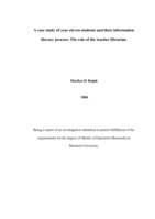 A case study of year eleven students and their information literary process: The role of the teacher librarian