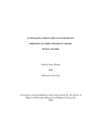 A critical policy analysis of the Crossroads Review: implications for higher education in regional Western Australia