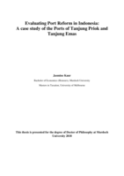 Evaluating port reform in Indonesia: A case study of the Ports of Tanjung Priok and Tanjung Emas