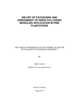 Die-off of pathogens and assessment of risks following biosolids application in pine plantations
