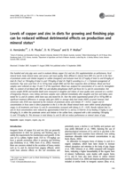Levels of copper and zinc in diets for growing and finishing pigs can be reduced without detrimental effects on production and mineral status