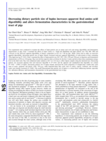 Decreasing dietary particle size of lupins increases apparent ileal amino acid digestibility and alters fermentation characteristics in the gastrointestinal tract of pigs