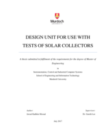 Design unit for use with tests of solar collectors