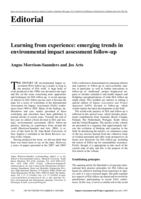 Learning from experience: emerging trends in environmental impact assessment follow-up