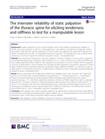 The interrater reliability of static palpation of the thoracic spine for eliciting tenderness and stiffness to test for a manipulable lesion