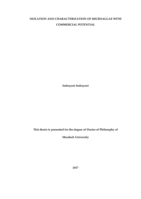 Isolation and characterization of microalgae with commercial potential