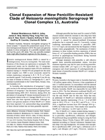 Clonal expansion of new penicillin-resistant clade of neisseria meningitidis serogroup w clonal complex 11, Australia
