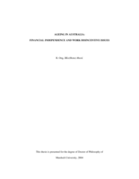 Ageing in Australia: Financial independence and work disincentive issues