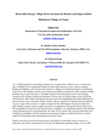 Renewable energy village power systems for remote and impoverished Himalayan villages in Nepal
