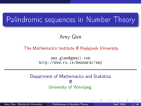 Palindromic properties of infinite sequences with applicationsto Number Theory