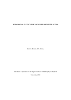 Behavioural fluency for young children with autism