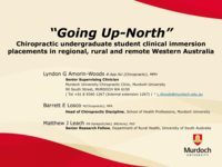 ‘Going Up-North’: Chiropractic undergraduate clinical immersion placements in country Western Australia