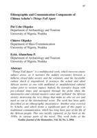 Ethnographic and communication components of Chinua Achebe’s Things Fall Apart