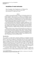 Solubilities of metal carbonates