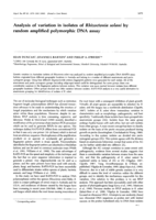 Analysis of variation in isolates of Rhizoctonia solani by random amplified polymorphic DNA assay