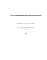 Fear: A conceptual analysis and philosophical therapy