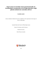 Improvement of Australian wheat grain functionality for breadmaking by introgression of novel high-molecular weight glutenin subunits into Australian cultivars