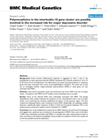 Polymorphisms in the interleukin-10 gene cluster are possibly involved in the increased risk for major depressive disorder