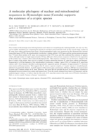 A molecular phylogeny of nuclear and mitochondrial sequences in Hymenolepis nana (Cestoda) supports the existence of a cryptic species