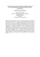 Improving environmental quality through participation?A critical perspective on the effectiveness of public participation