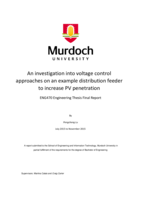 An investigation into voltage control approaches on an example distribution feeder to increase PV penetration