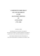 A sojourn in Paris 1824-25: sex and sociability in the manuscript writings of Anne Lister (1791-1840)